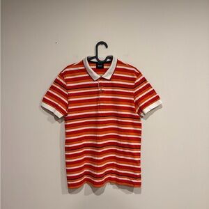 Hugo Boss Vibrant Red and White Striped Polo